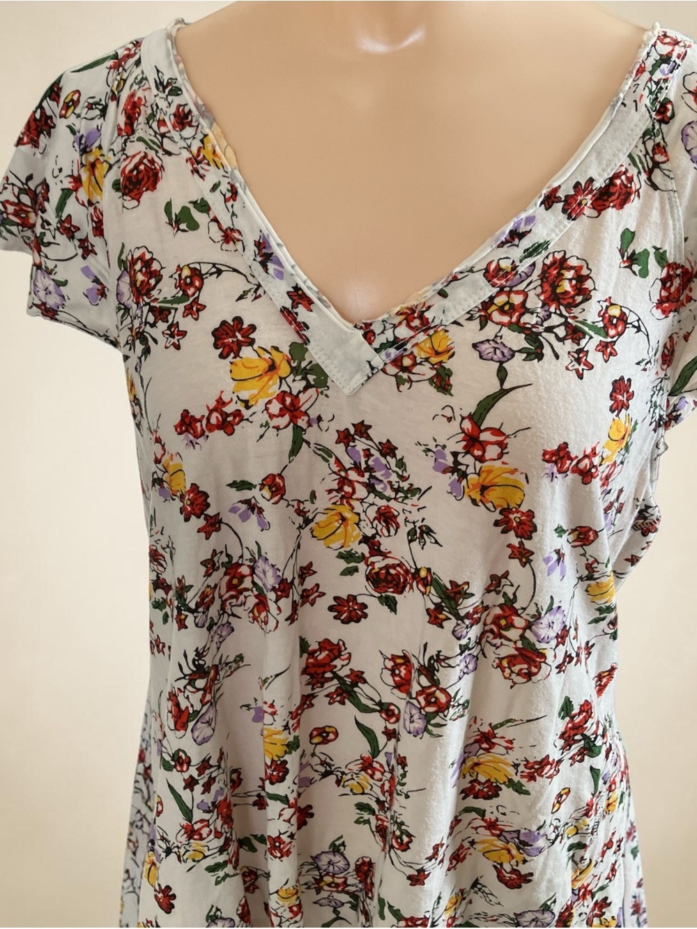 Anthropologie Maeve floral cap sleeve top size L